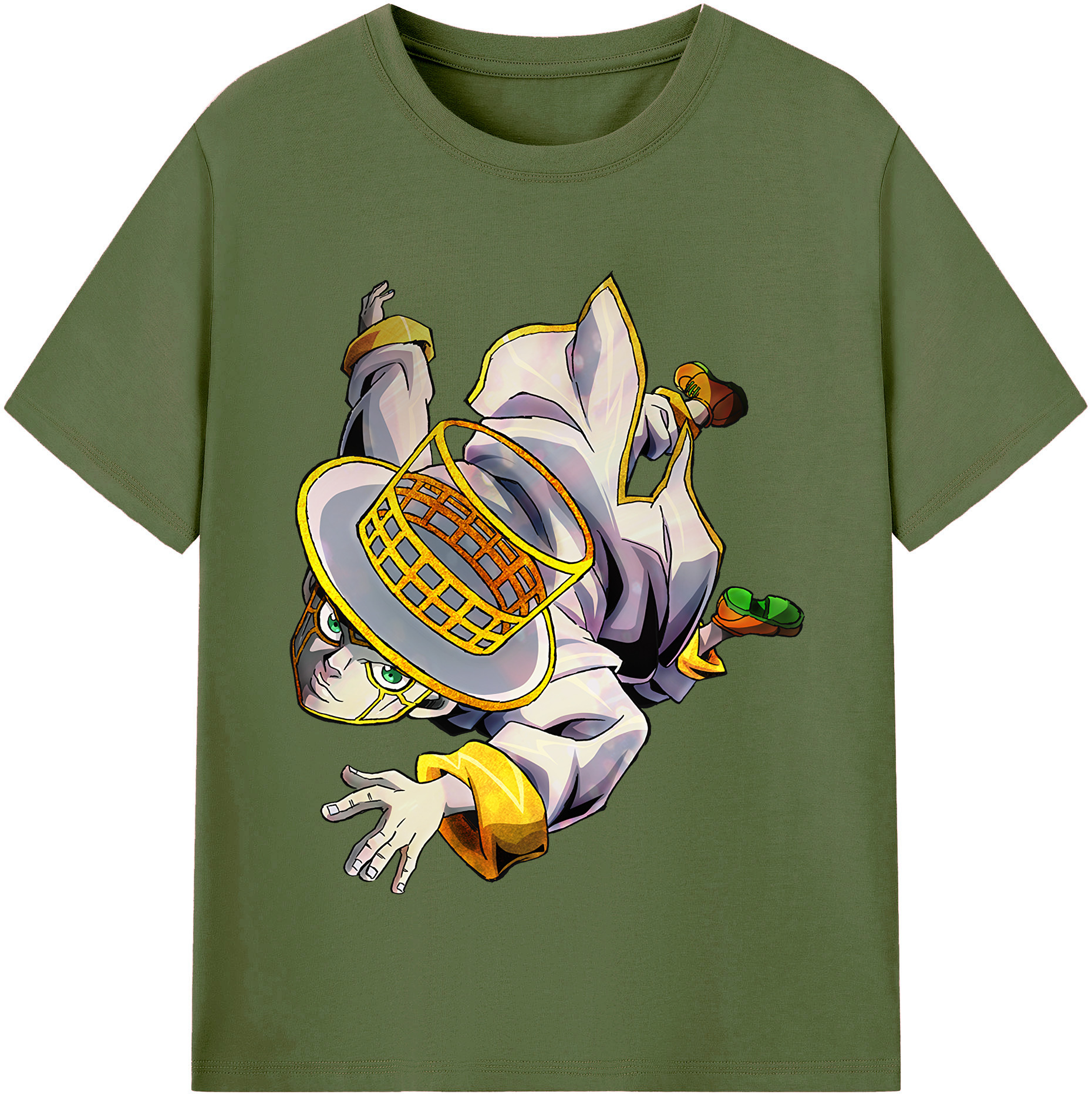 （画像用） ジョジョの奇妙な冒険 岸辺 露伴（きしべ ろはん） JoJo's Bizarre Adventure Rohan Kishibe 綿100％半袖Tシャツ（フロントプリント）